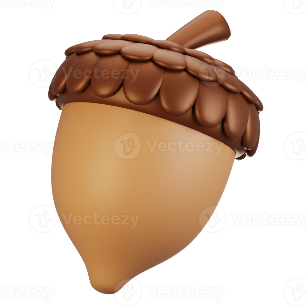 3d rendering autumn icon concept. 3d render acorn icon png