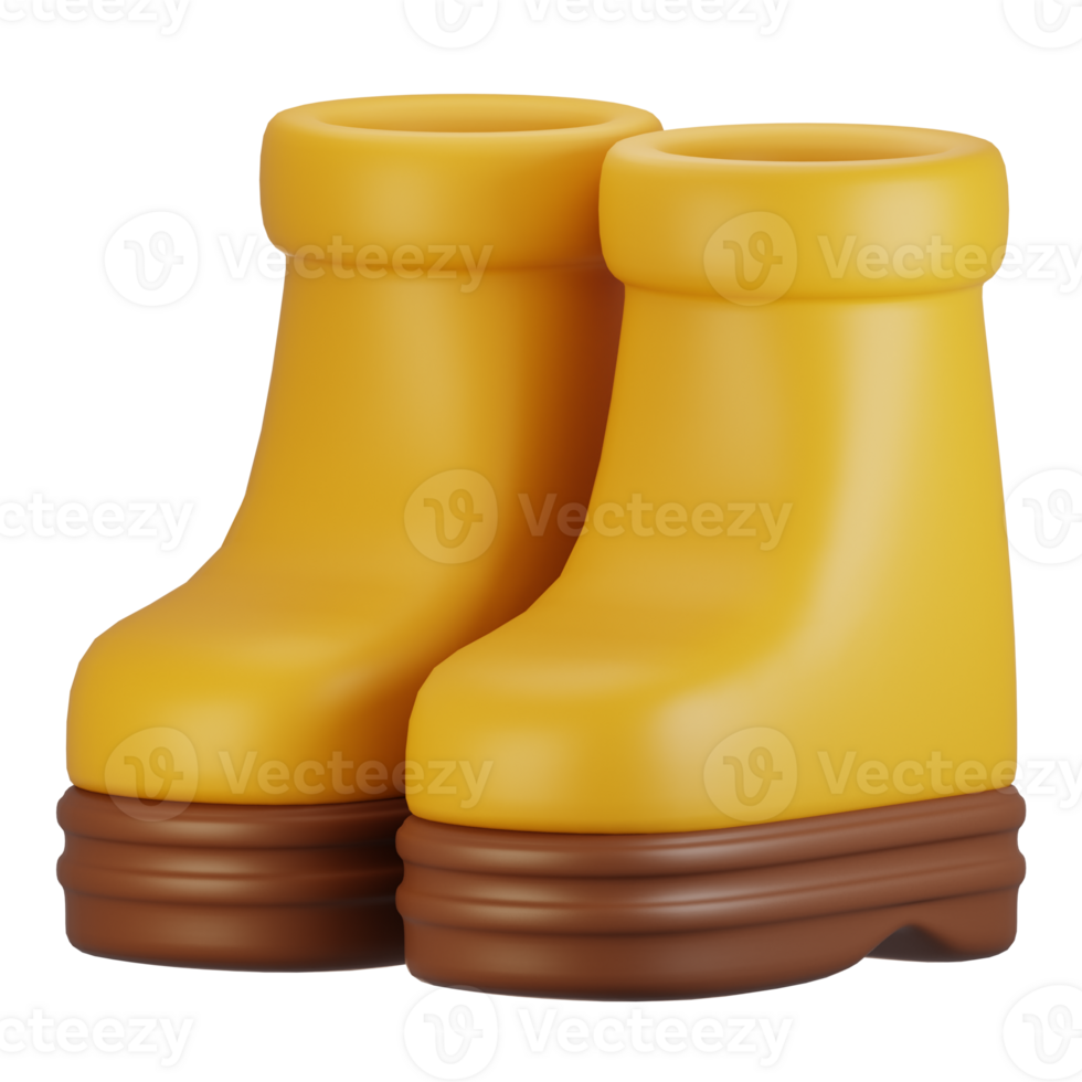 3d rendering autumn icon concept. 3d render boots icon png