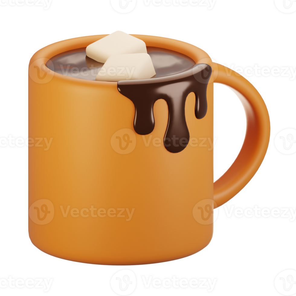 3d rendering autumn icon concept. 3d render hot chocolate icon png