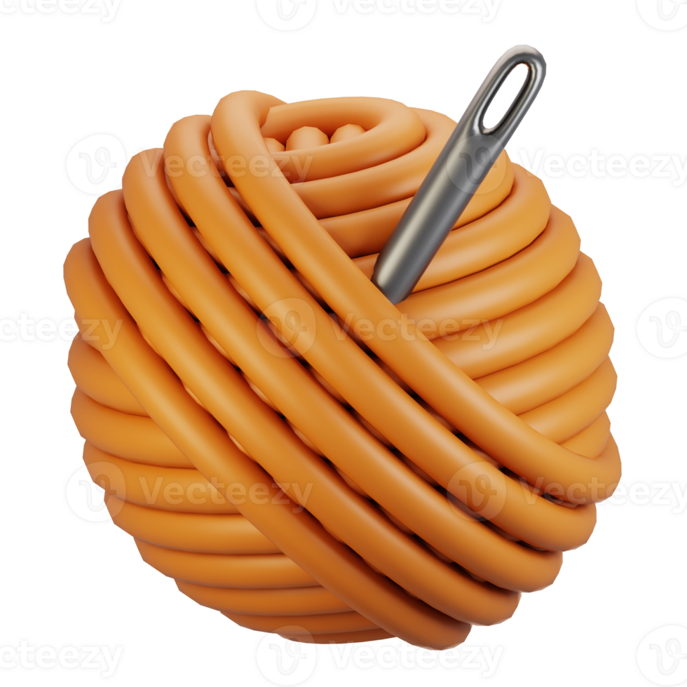 3d rendering autumn icon concept. 3d render knitting yarn icon png