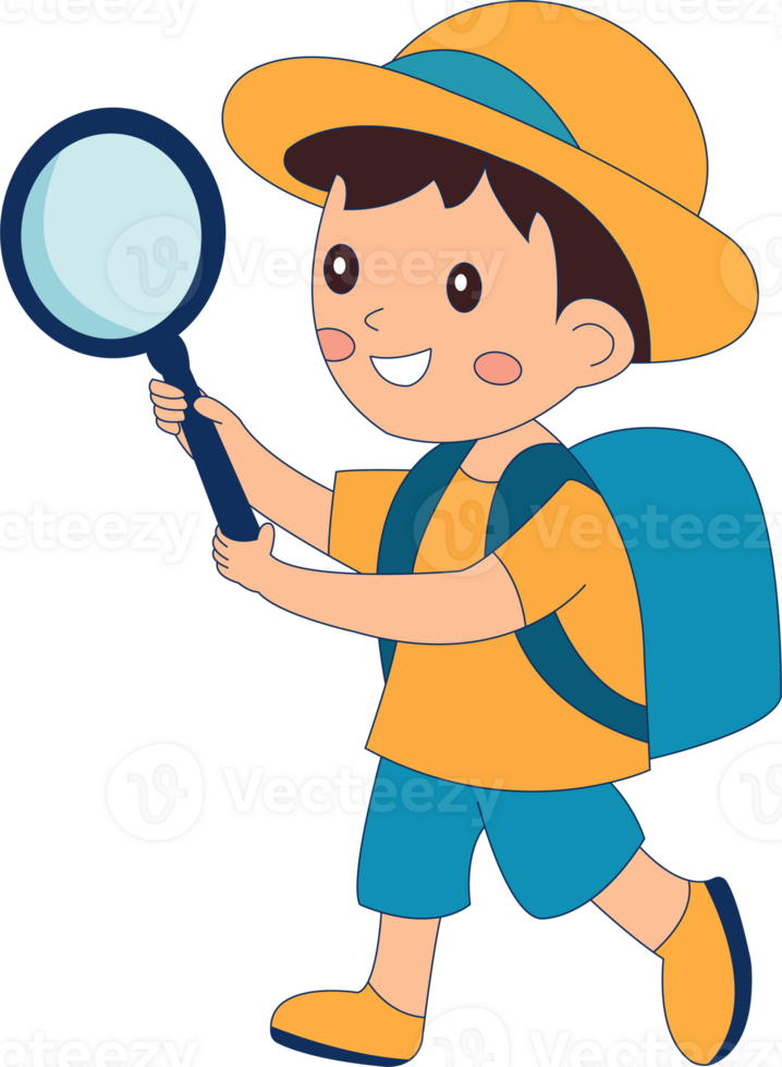 boy with a magnifying glass clipart png