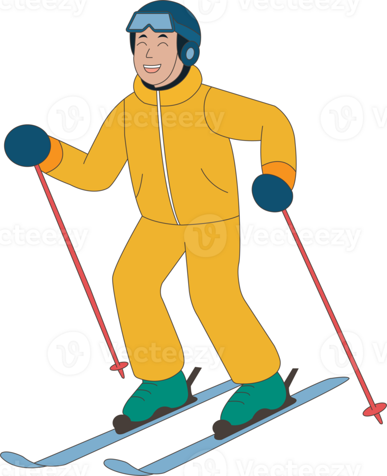 a cartoon man in yellow ski suit png