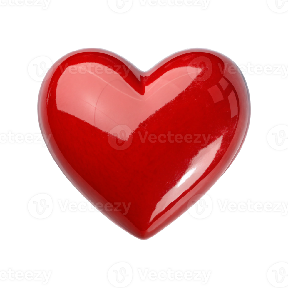 Red Shiny Heart isolated on transparent background png