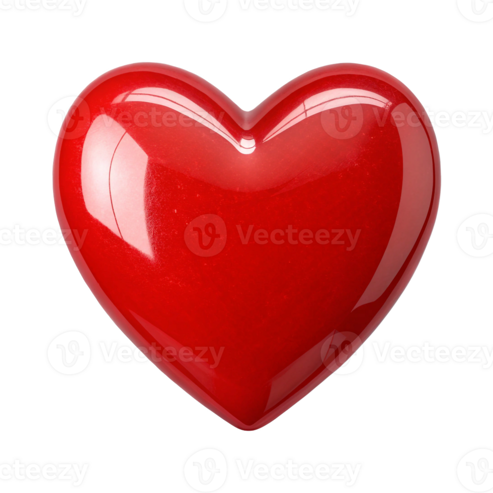Glossy Red Heart isolated on transparent background png