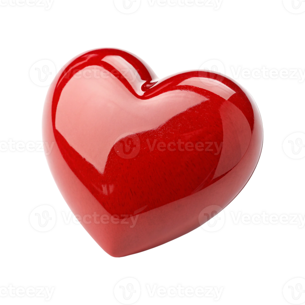 Red Heart 3D Render isolated on transparent background png