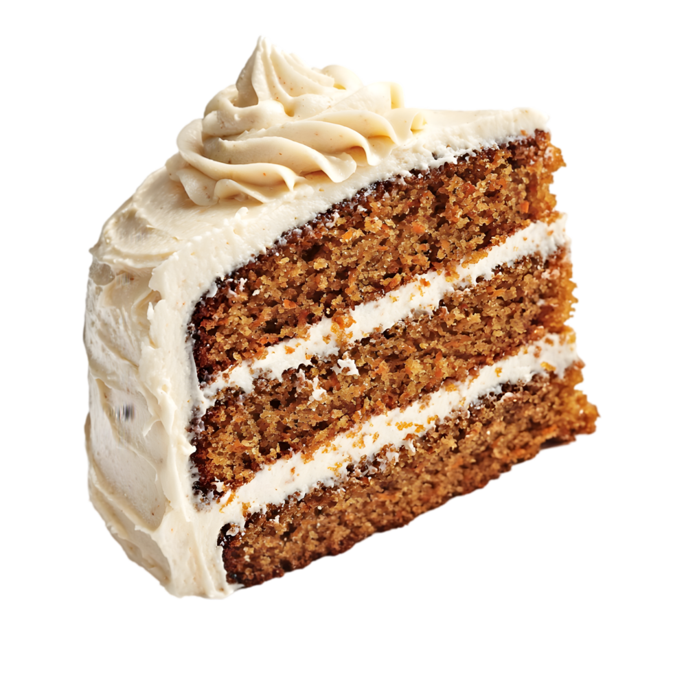Slice of Carrot Cake with Creamy Frosting png