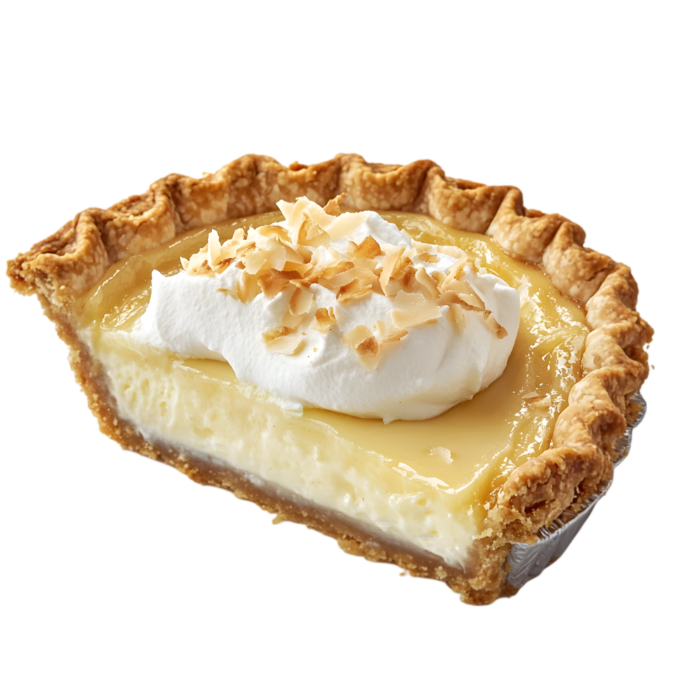 Slice of Pie with Whipped Cream and Coconut png