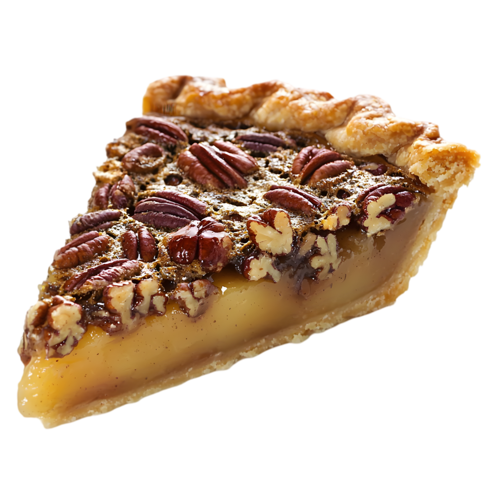 Pecan Pie Slice with Pecans on Top png