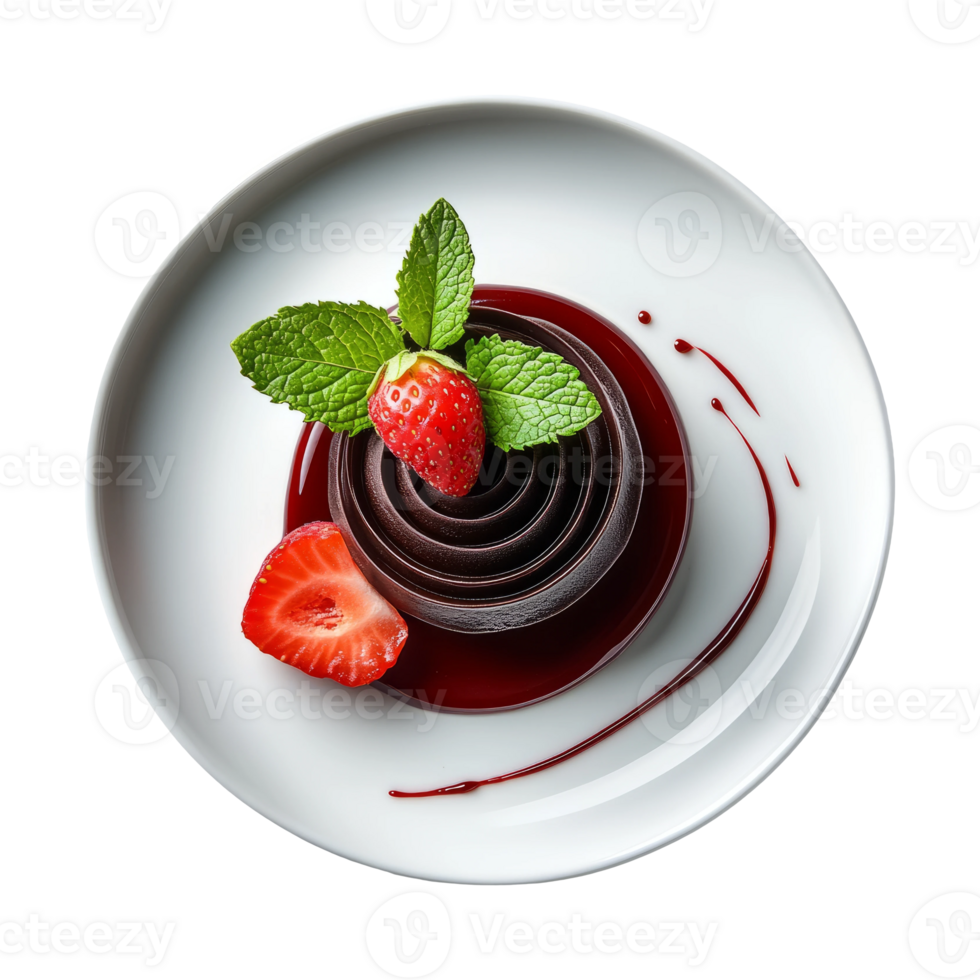 Rich Chocolate Dessert with Berries and Mint png