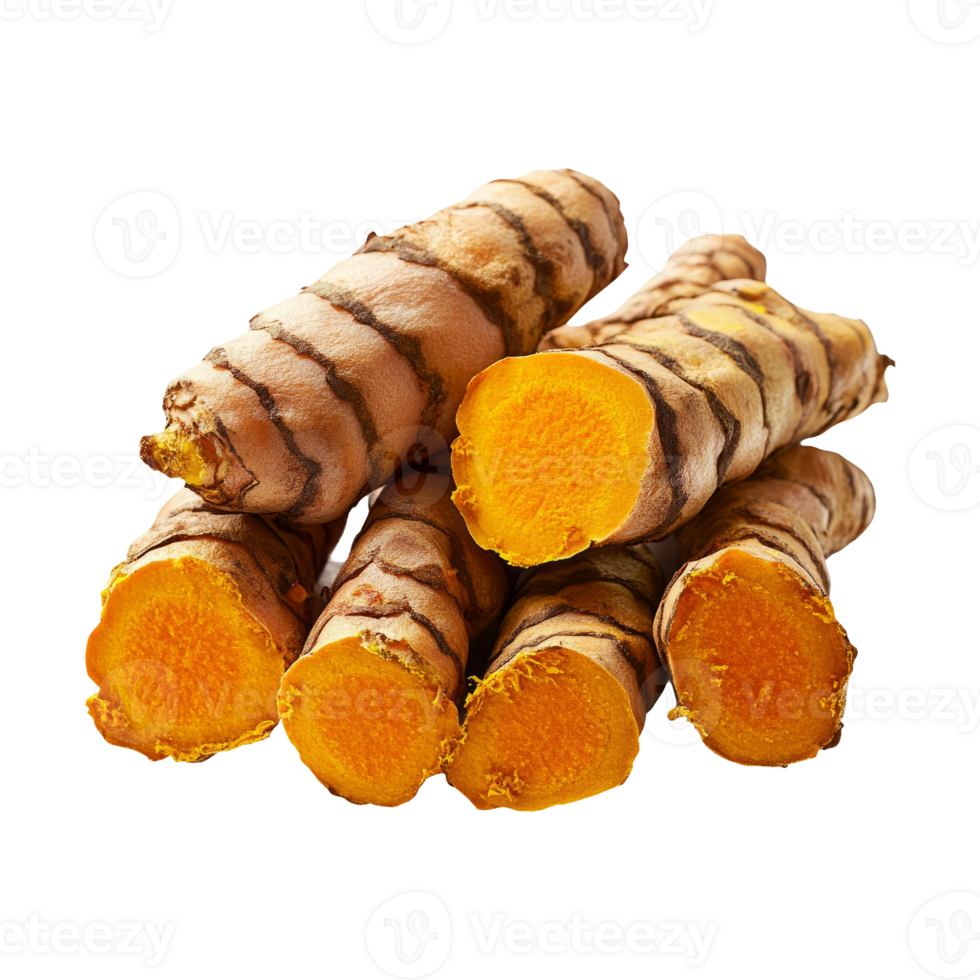 Fresh Turmeric Roots Isolated on Transparent Background png