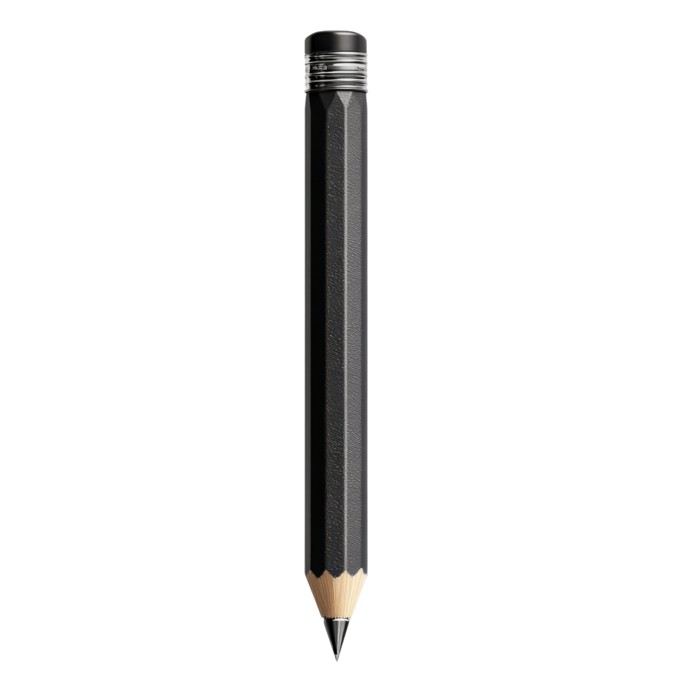 classic black pencil with sharp tip, perfect for writing and drawing. Its sleek design and pointed end make it essential tool for artists and students alike png