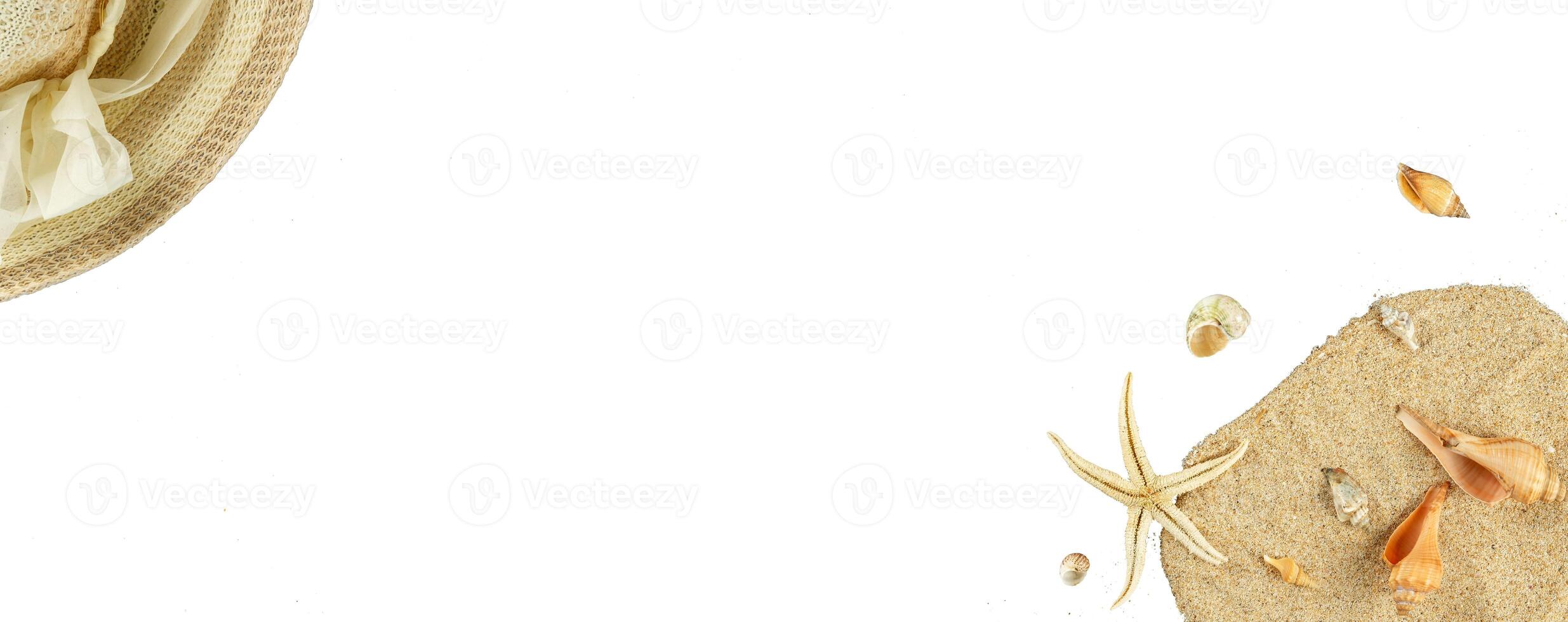 Starfish and shell on the sand for copy space banner photo