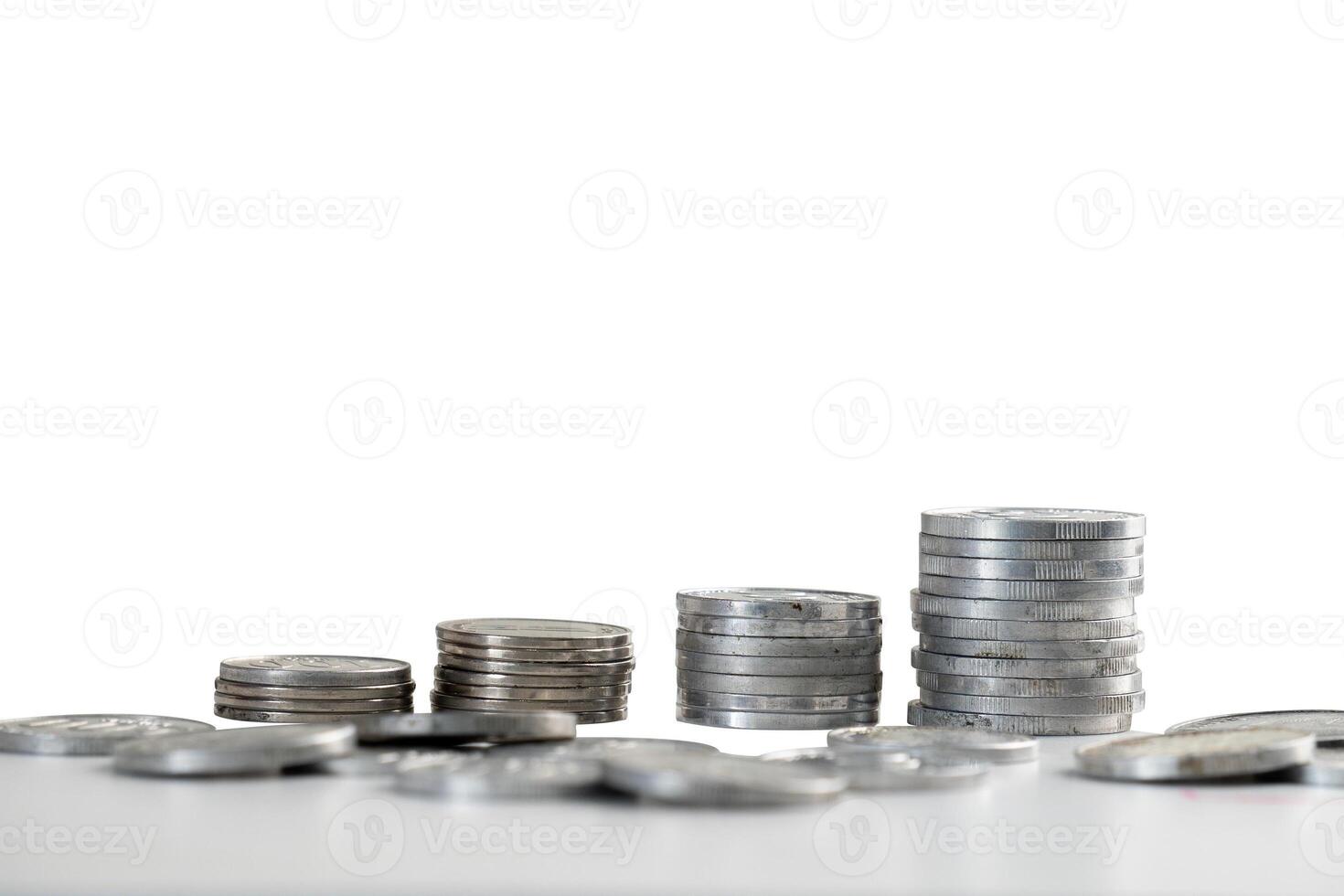 stack of coin on the table border isolated element photo