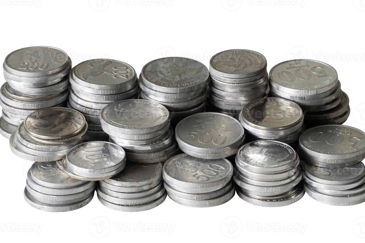 Stack of many coin isolated photo