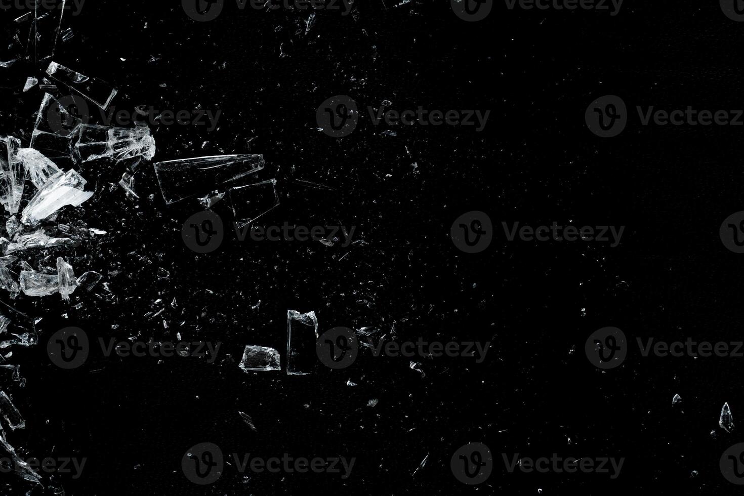 Abstract broken glass with sharp particle and dust texture photo