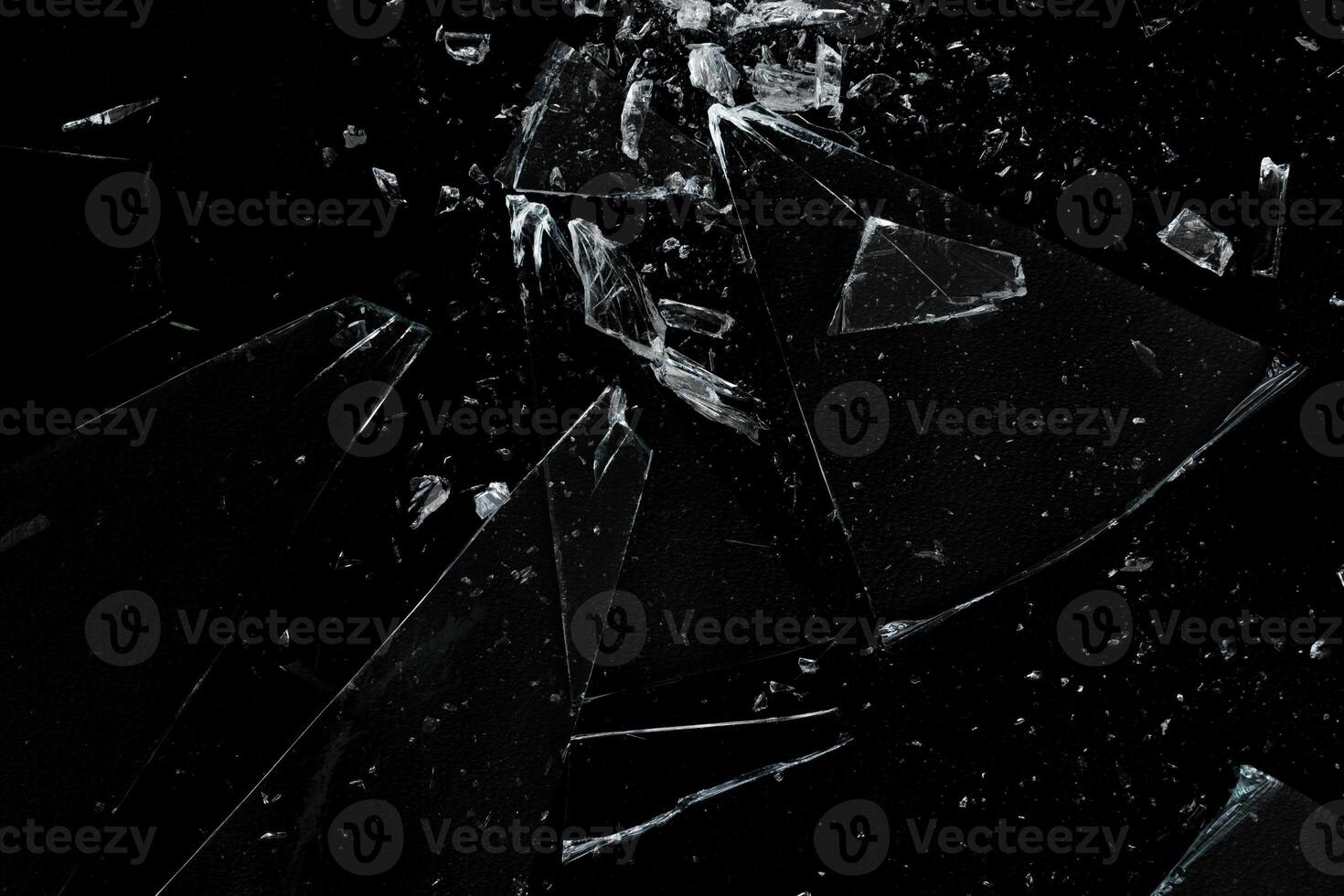 broken glass hit by sharp particles photo