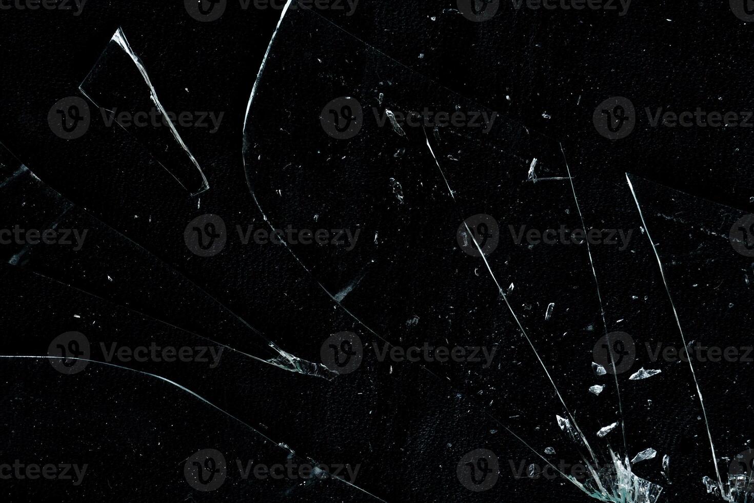 Abstract broken glass with particle and crack overlay photo