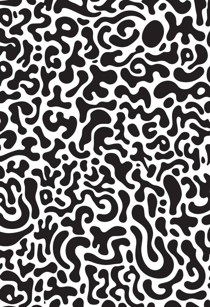 A black and white pattern with lots of shapes vector