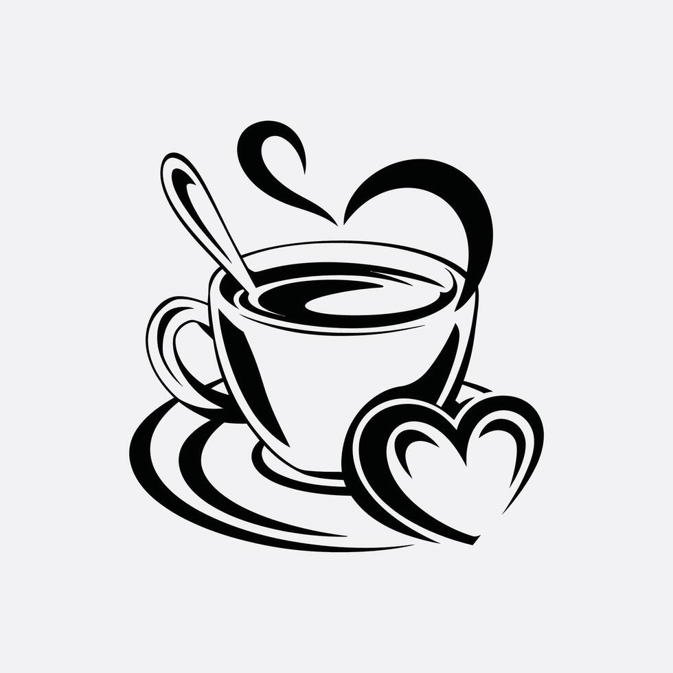 coffee cup with heart shape and spoon vector