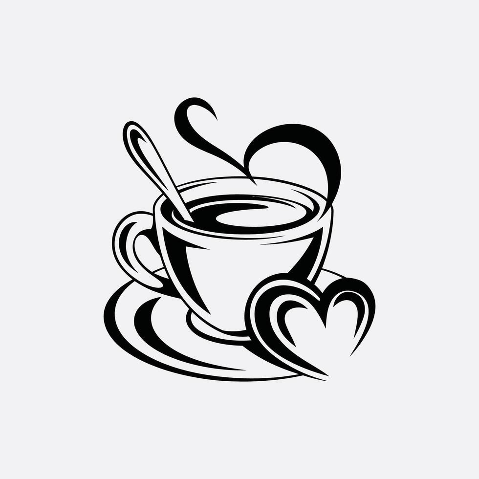 coffee cup with heart shape and spoon illustration icon vector