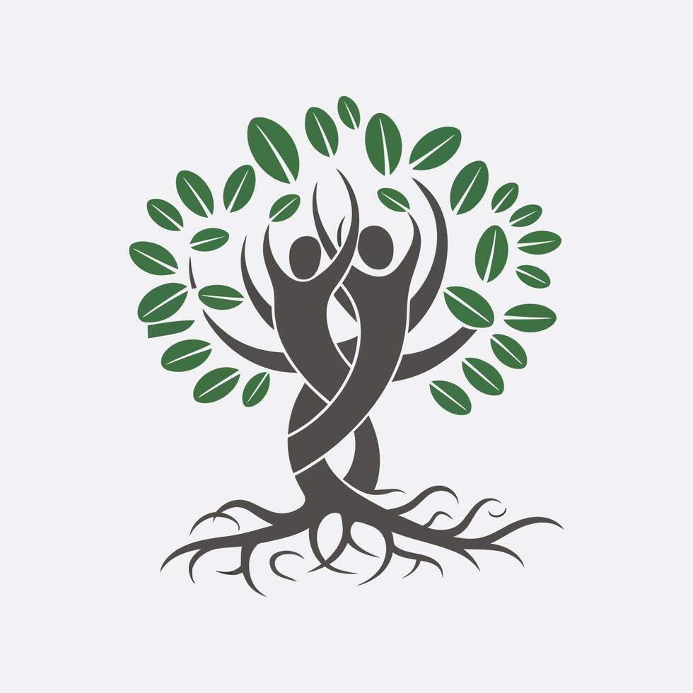 a tree with two people holding hands vector