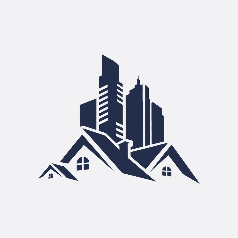 a house and a skyscraper logo and icon vector