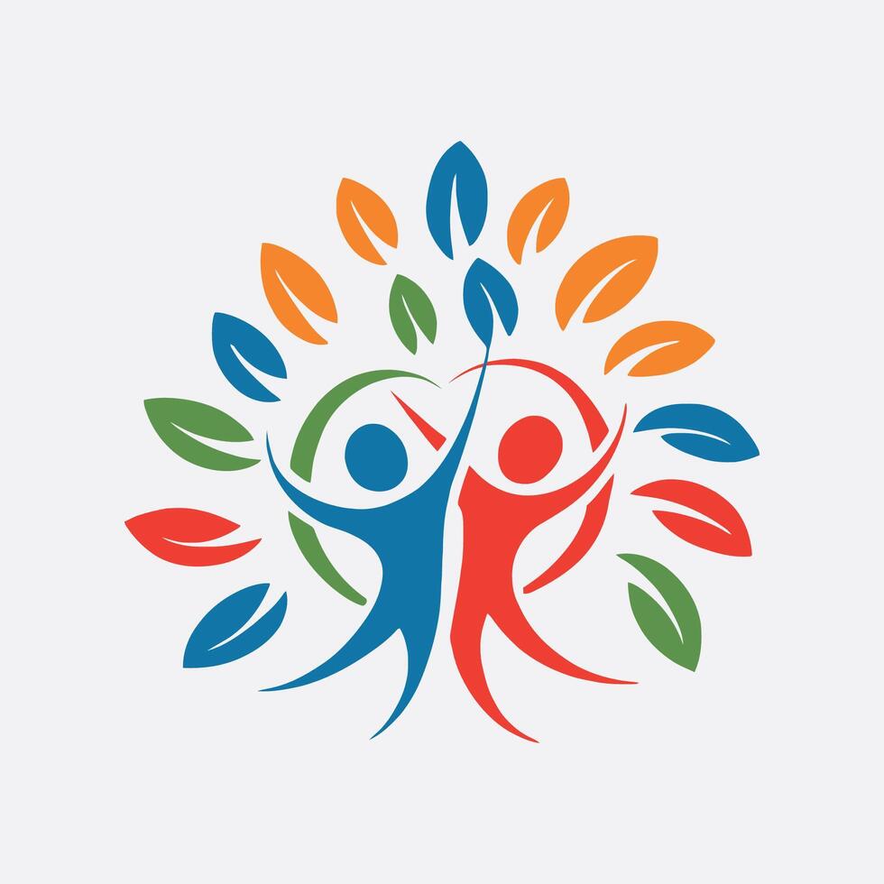 a logo for a school with two people holding hand vector
