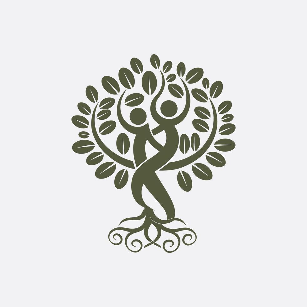 a logo for a tree with two people in it vector