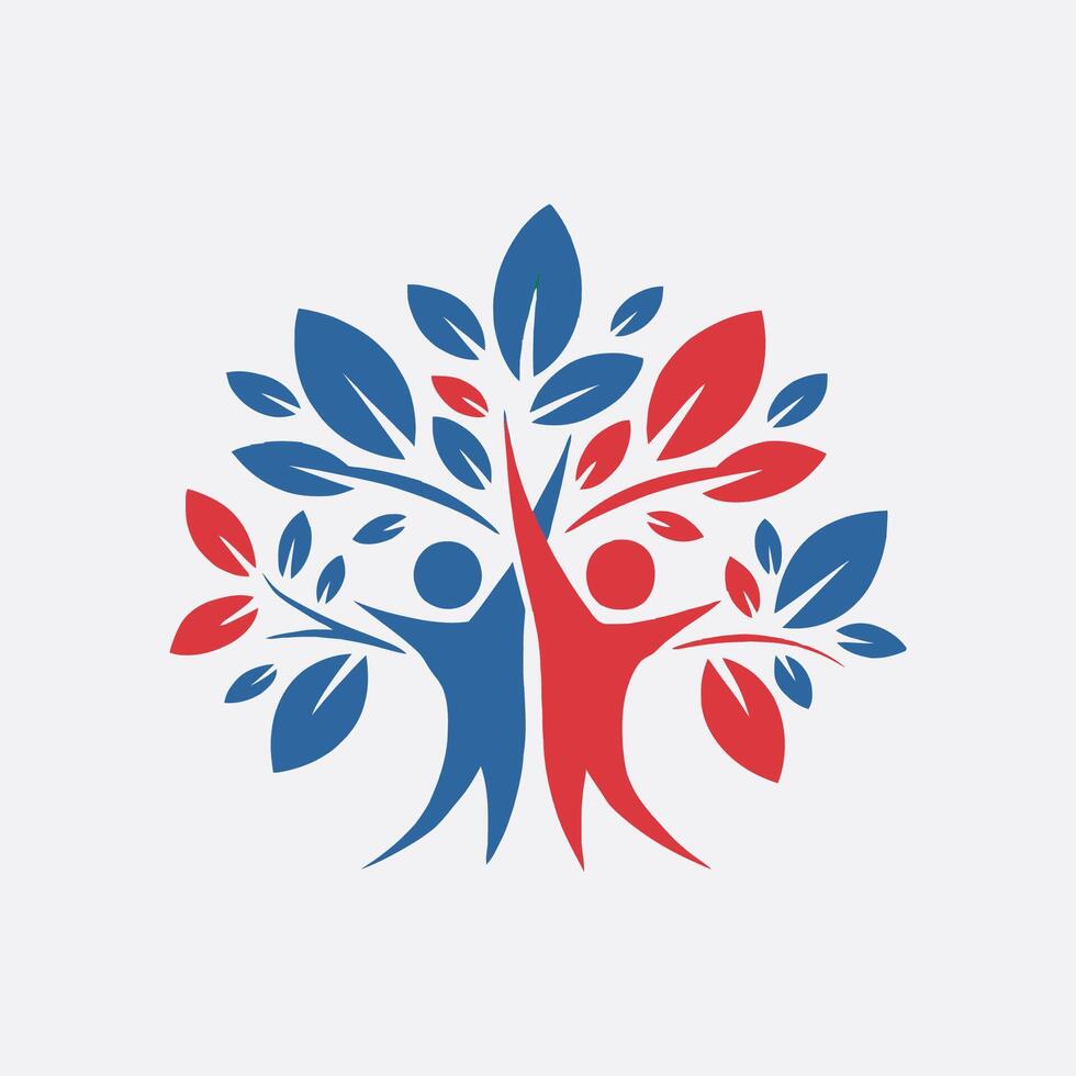 a logo for a family tree with two people holding hands logo vector