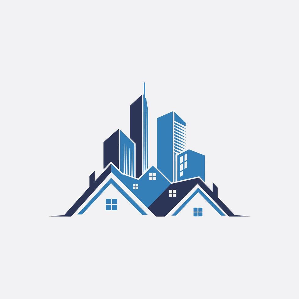 a house and a skyscraper logos vector