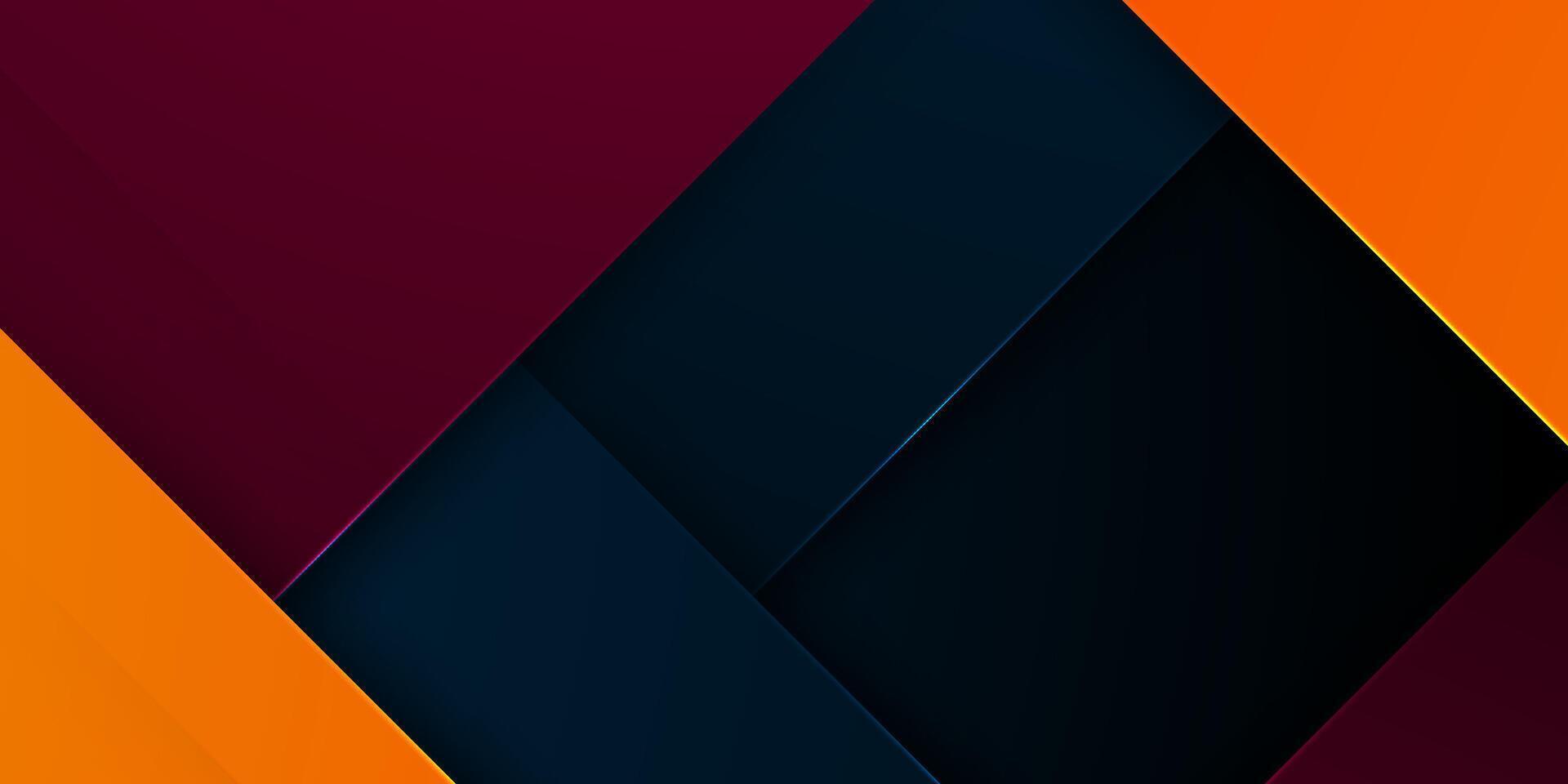 Abstract papercut overlap design with colorful orange and red on dark blue background. Simple and trendy design. vector