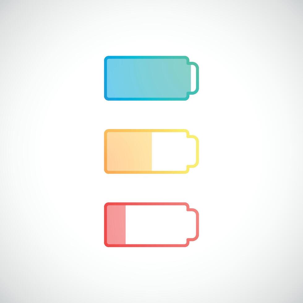 Set of battery with different level vector