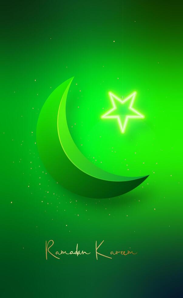Ramadan Kareem vertical banner with crescent vector