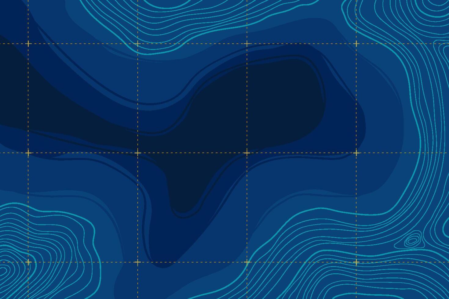 Blue Topographic Landscape Map with Grid and Lines, Outline Terrain. Banner with geographic mountain relief. Wavy abstract contour background with cartography texture vector