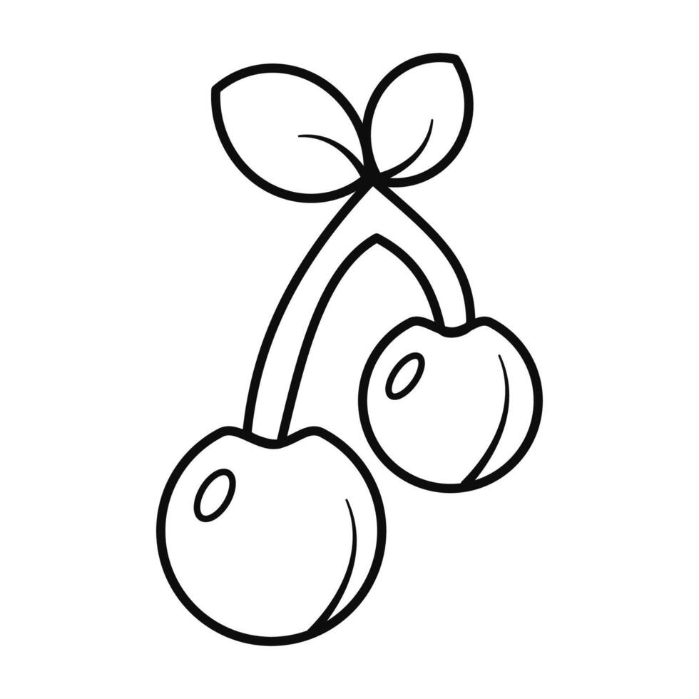 Charming Sketch Style Cherries with Flowing Stems and Leafy Flourish vector