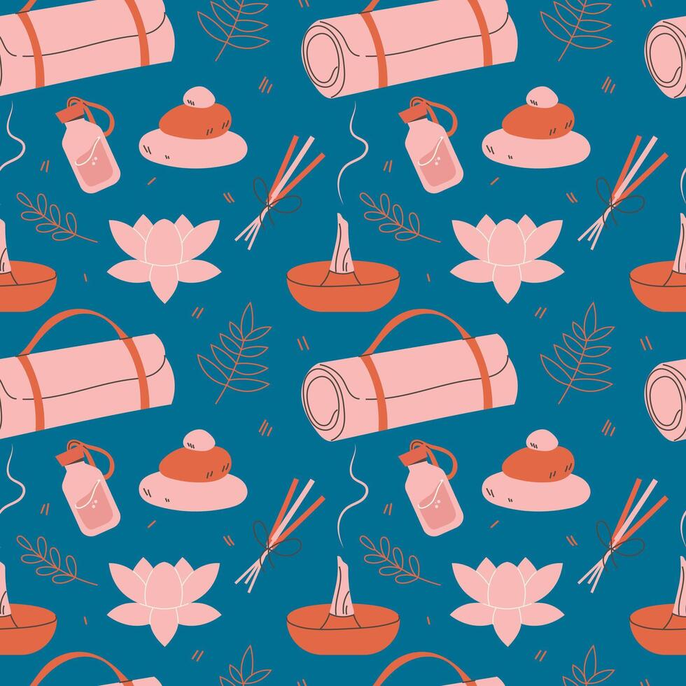 Seamless pattern with elements for yoga and sports vector