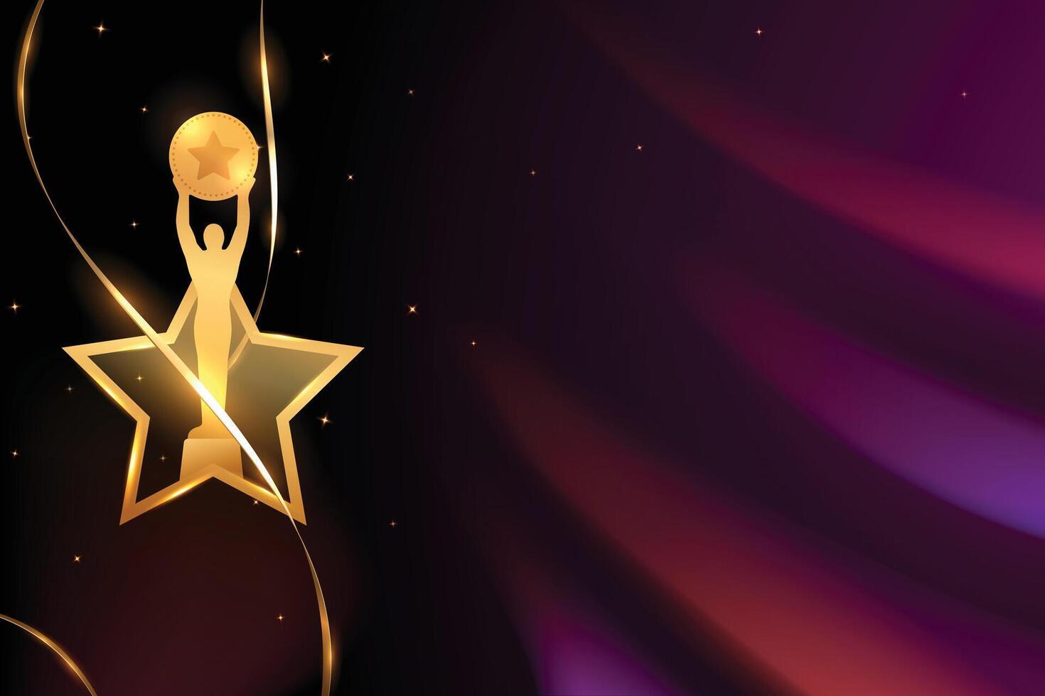 Golden Premium Luxury Award On Pink Abstract Background. Grand Vibe Movie, Television Icon Award Celebration Concept Design Illustration vector
