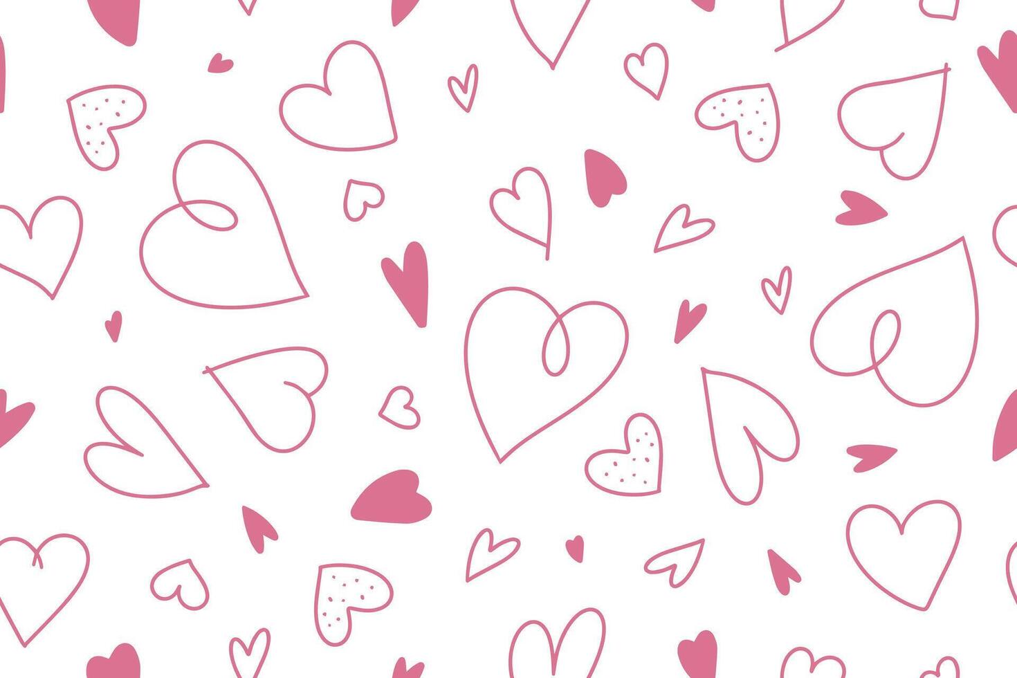 Seamless pattern of hand drawn heart icons. Background for greeting cards design, prints, packaging. Vecto vector