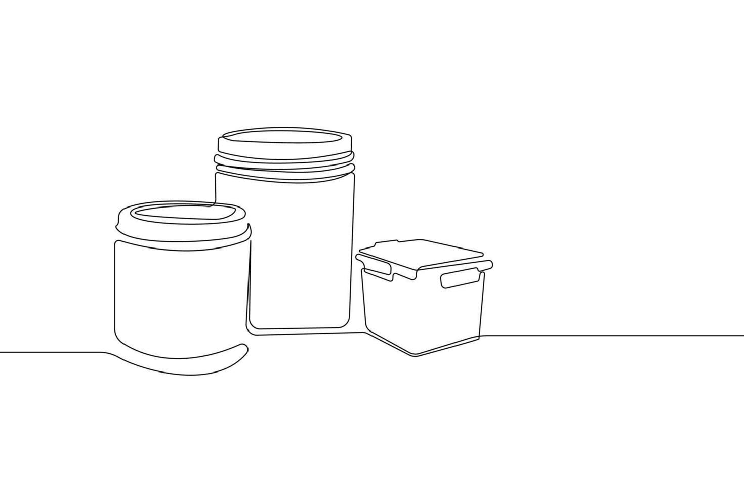 Hand-drawn food container continuous line drawing. Food container outline isolated on white background vector