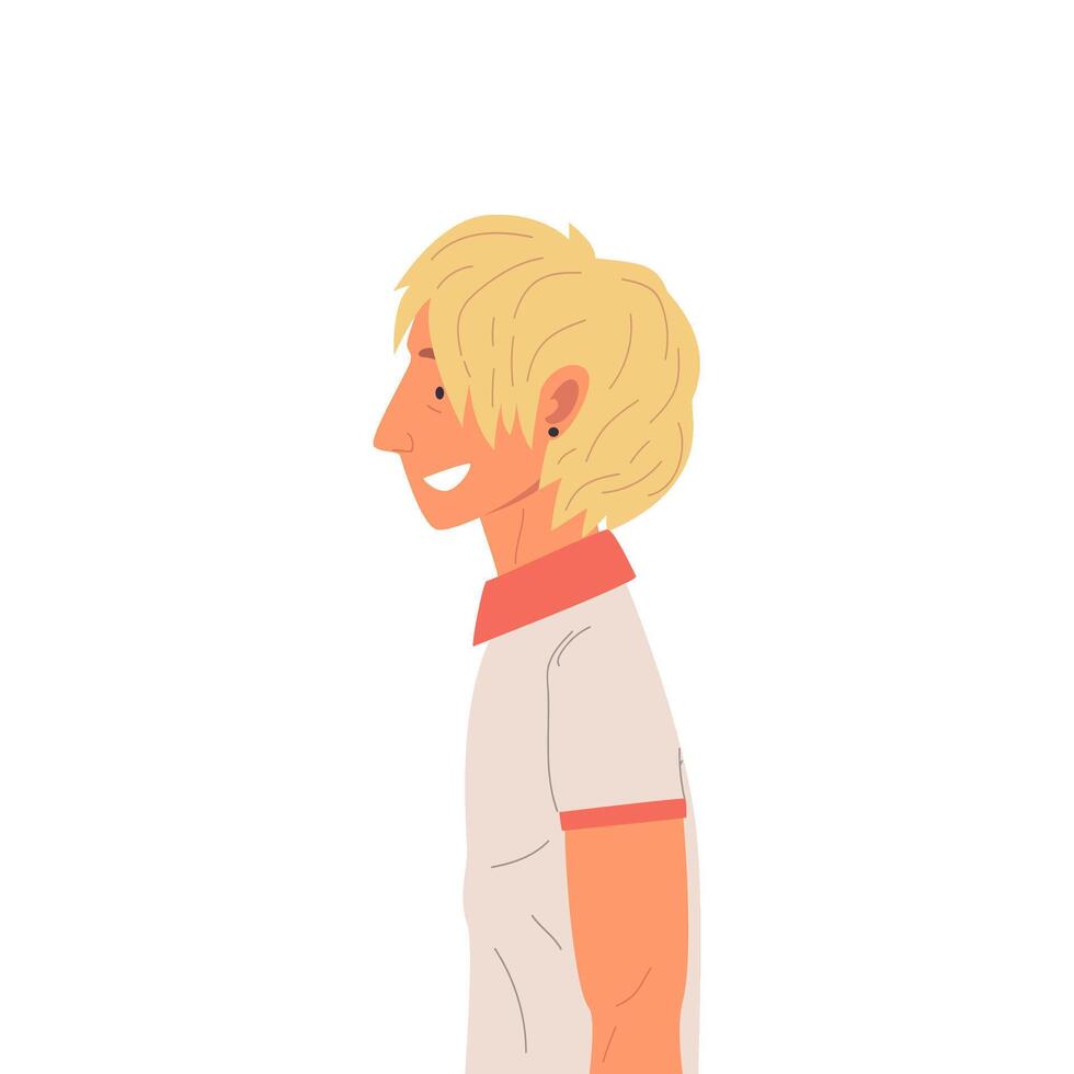 Smiling Young Blond Man Side View Illustration True Style vector