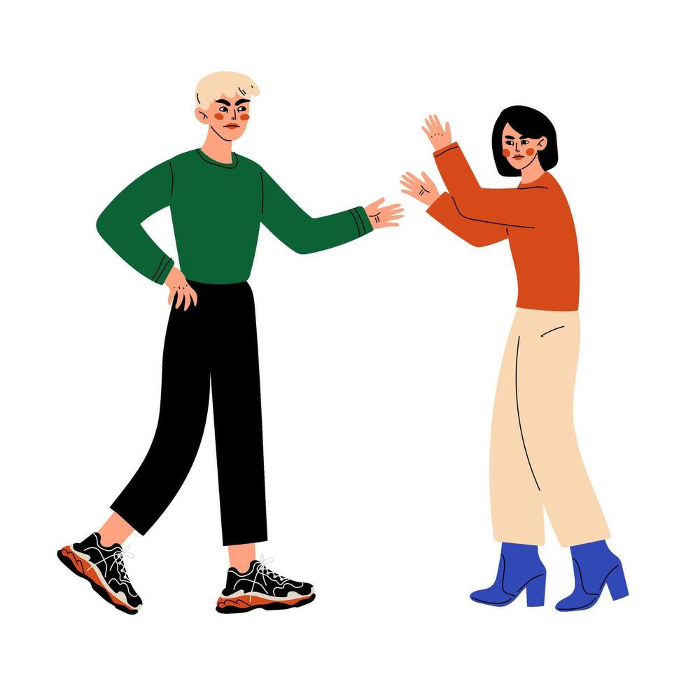 Couple Arguing and Yelling on Each Other, Disagreement in Relationship, Negative Emotions Illustration vector