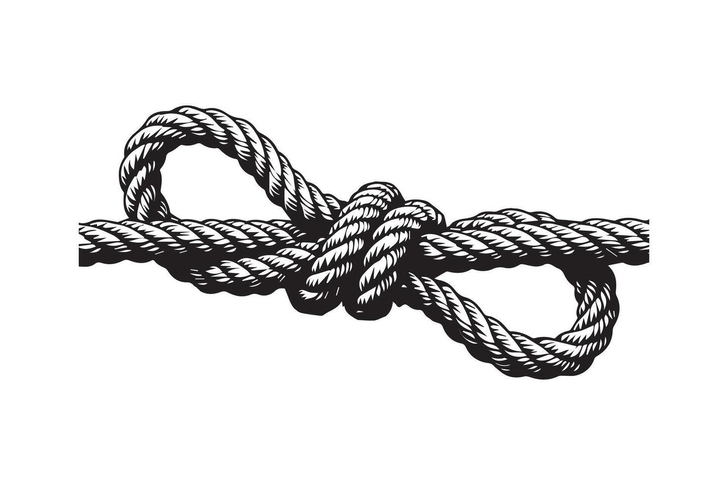 Rope knot line art silhouette illustration white background vector