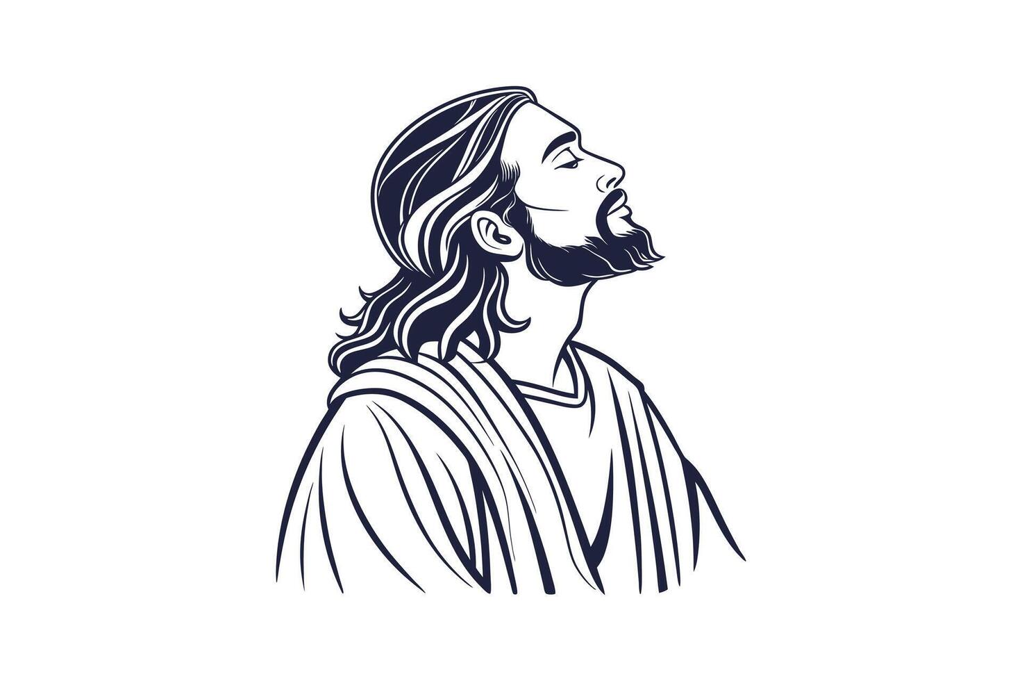 Jesus Christ line art illustration clip art on white background vector