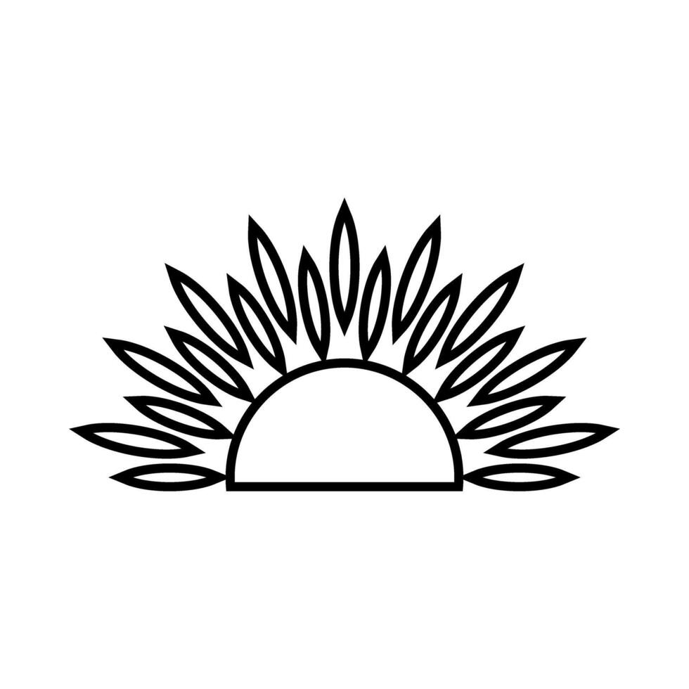 sunflower icon over white background, line detail style, illustration. vector