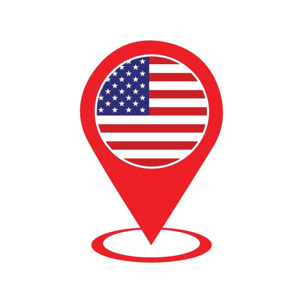 United States location Icon, America location marker, USA flag icon . vector