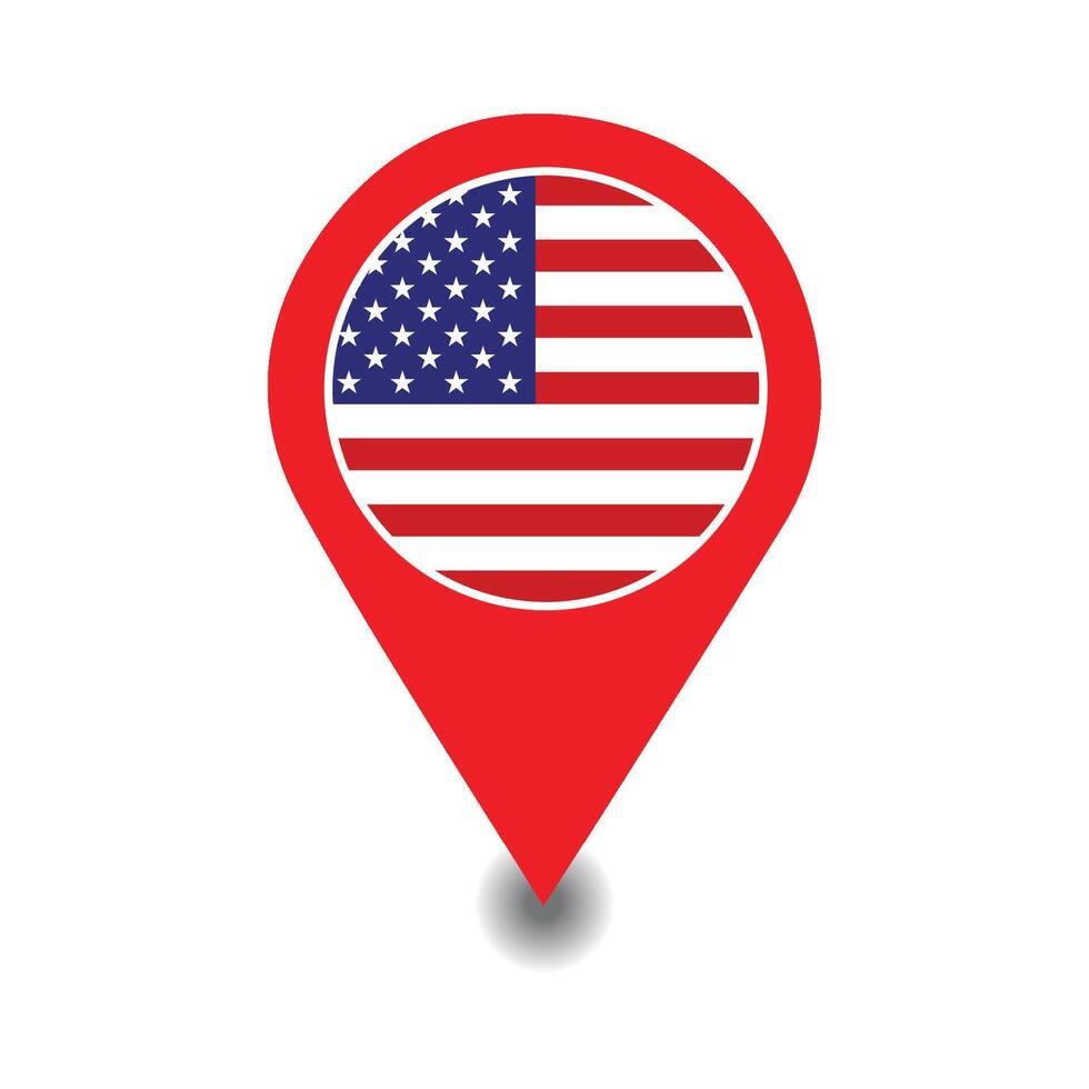 USA Location icon free , USA flag location pin, United States GPS marker Icon. vector