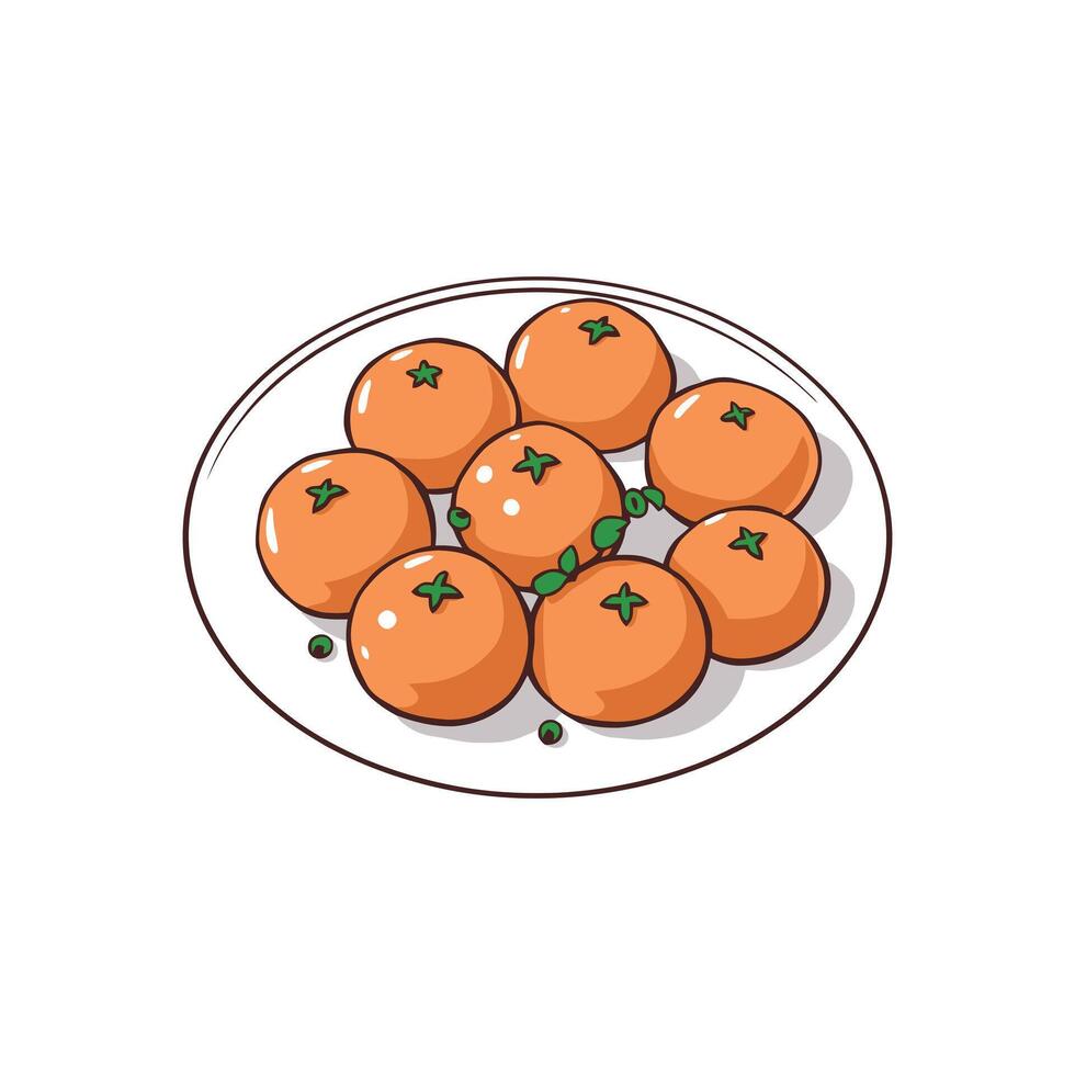 Plate of Meatballs with Peas Illustration for Food Menu Designs vector