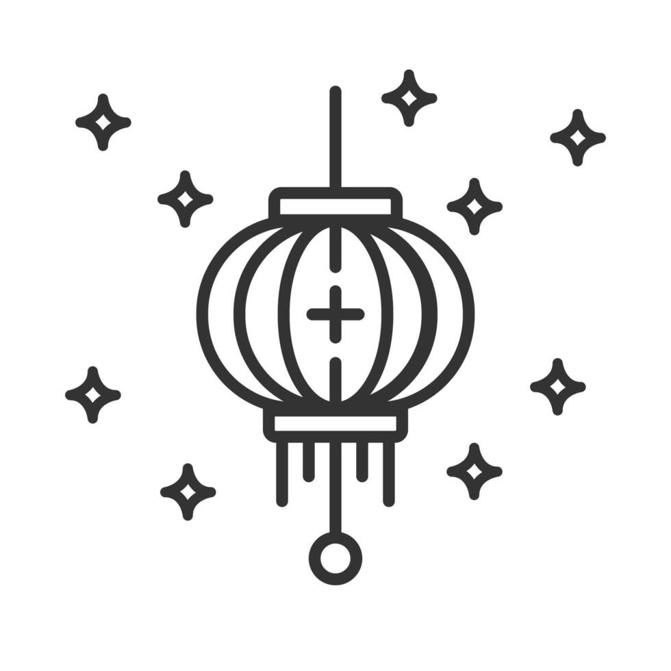 Chinese lantern line icon isolated illustration. vector