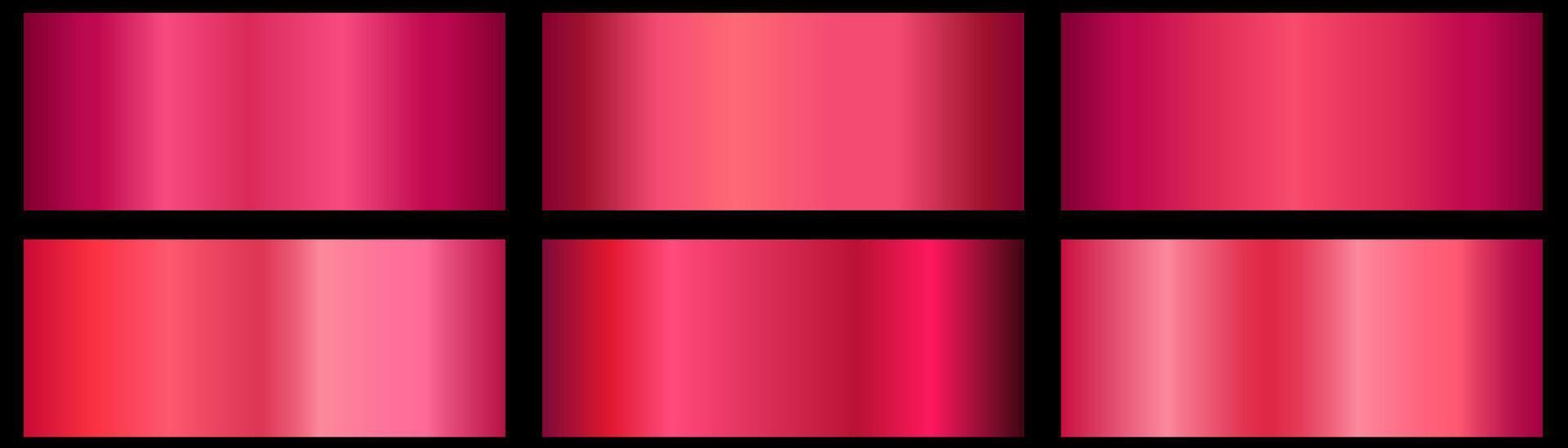 Metal pink gold gradient swatches color set vector