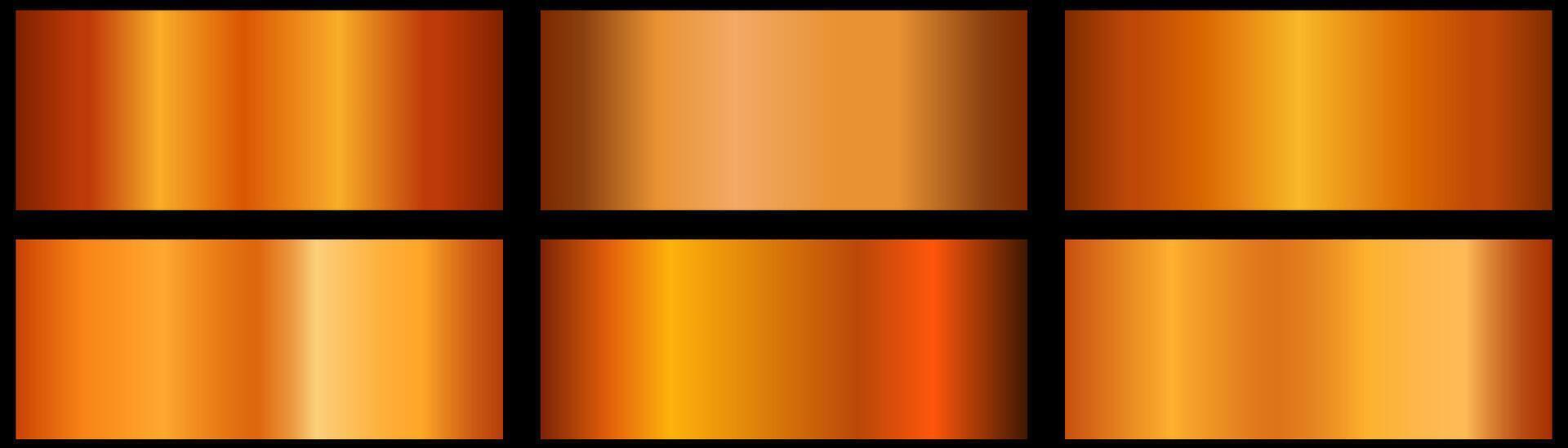 colorful set of gradients. orange metal gradient. Metallic gradient effects for designing texts and bulletin boards, infographics. illustration. vector